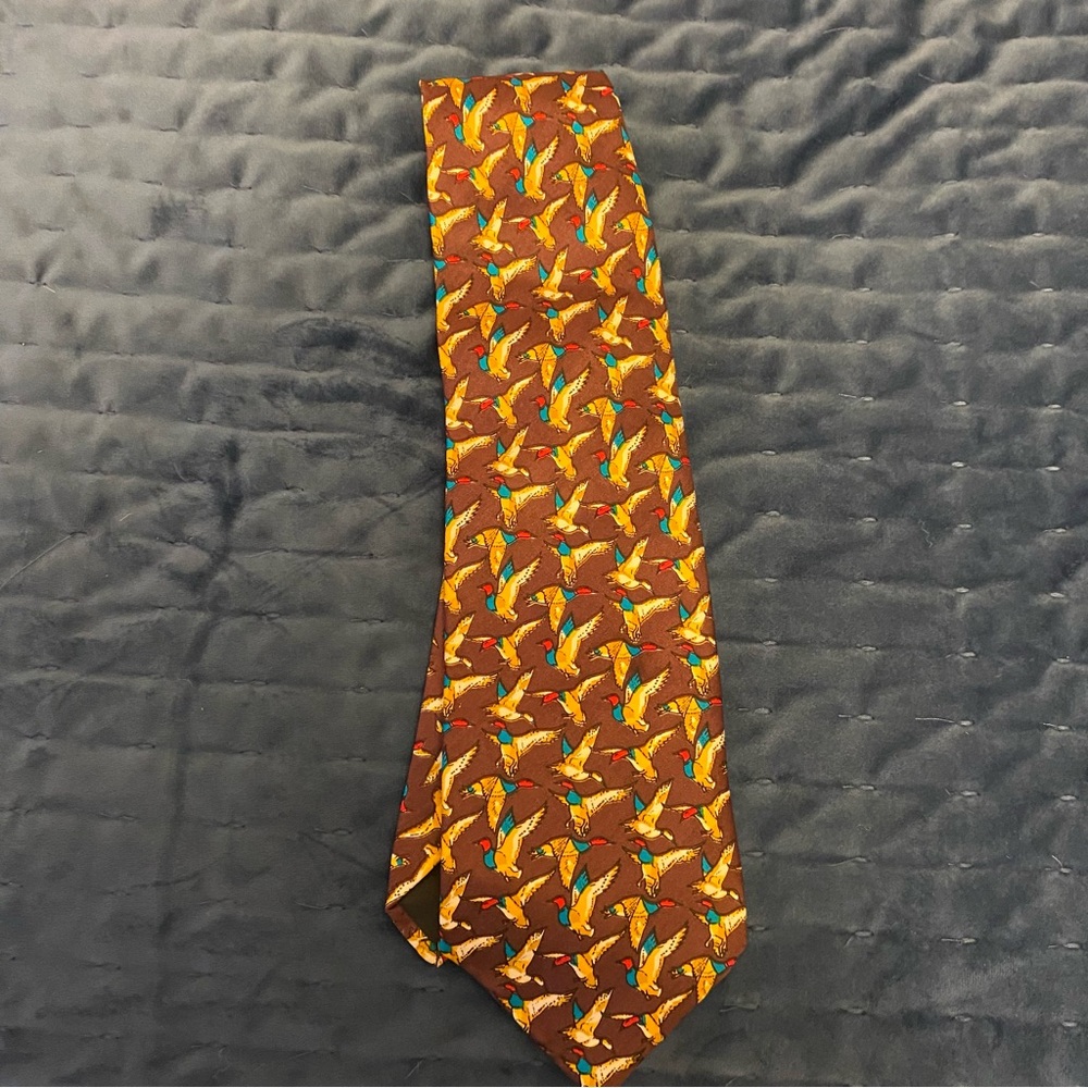 Silk pheasant print tie